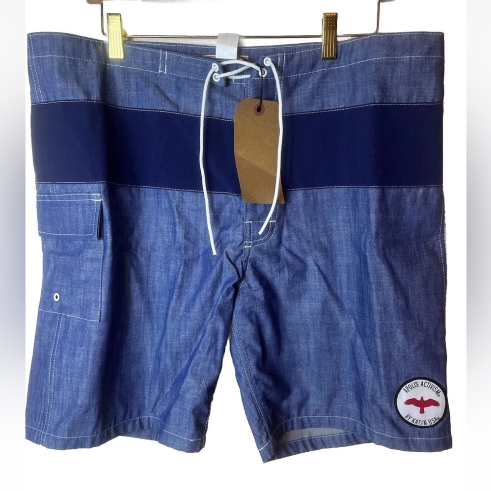 NWT Kanvas By Katin X Apolis Chambray Board Shorts Size 36